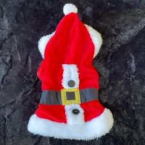 Red Santa Hooded Dog Coat with White Fur Trim